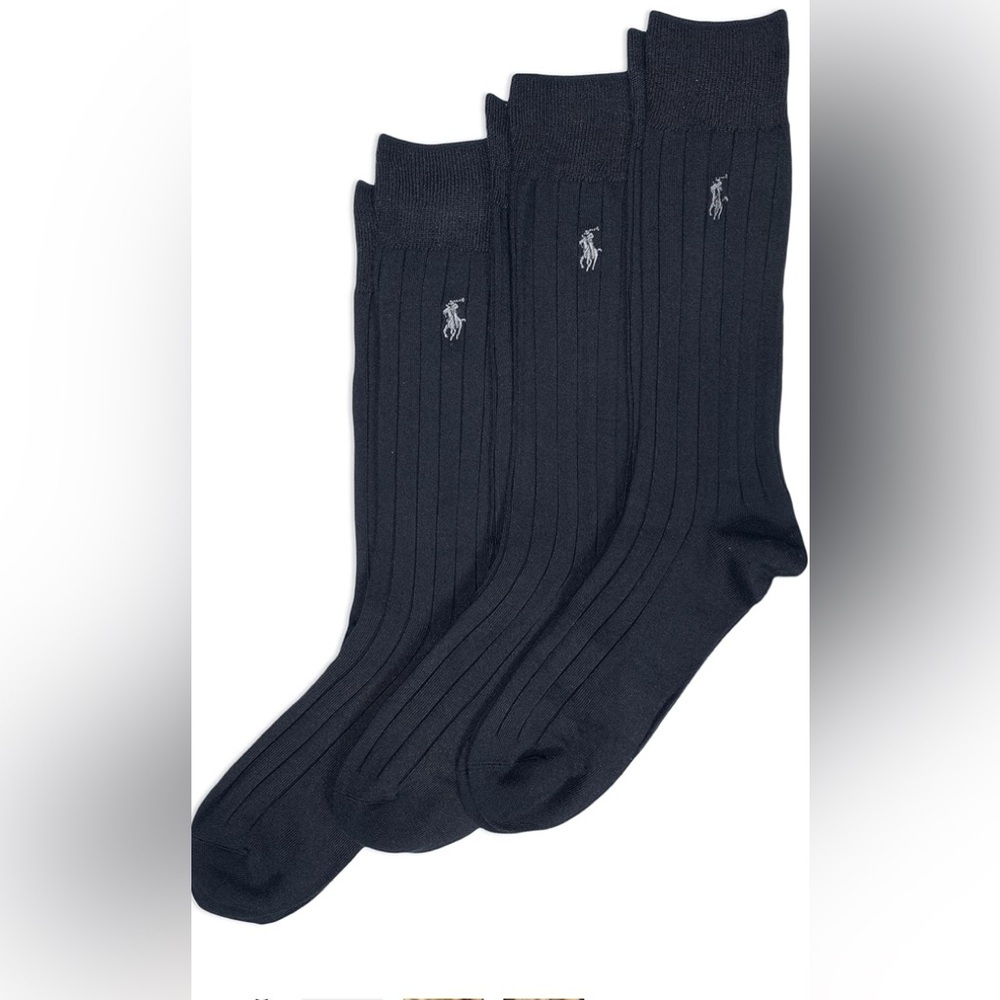 Polo by Ralph Lauren Men's Dark Dress Socks Black, Gray and Navy Size 10-13